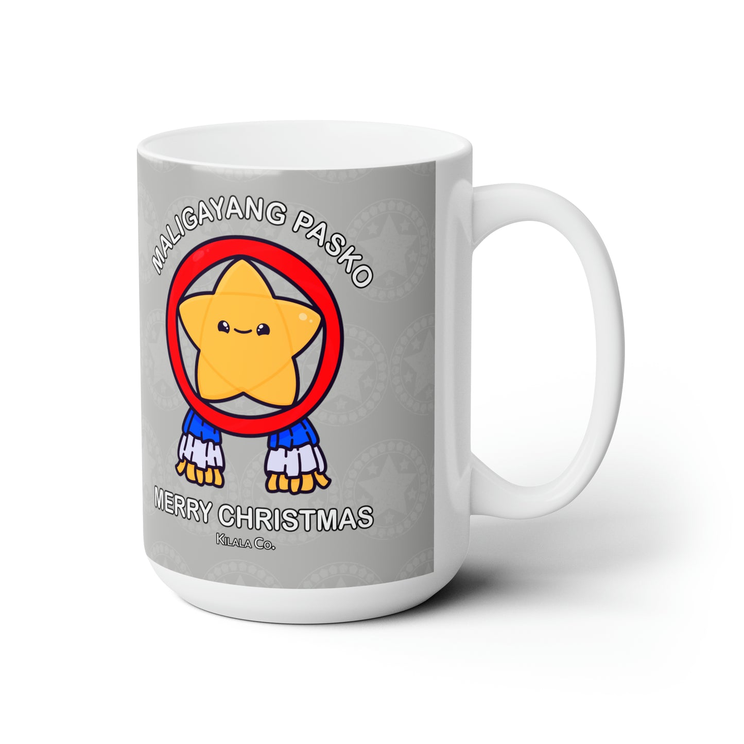 Maligayang Pasko Filipino Christmas Ceramic Mug (Yellow Star) 15oz