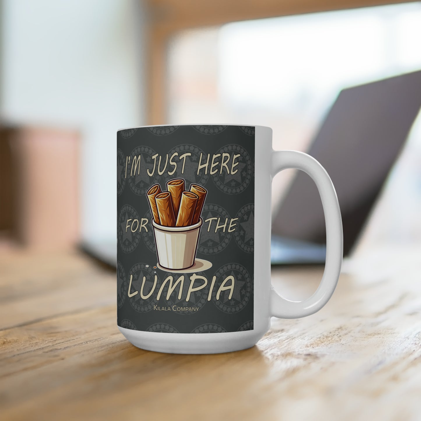 "I'm just here for the lumpia." Filipino Christmas Ceramic Mug 15oz