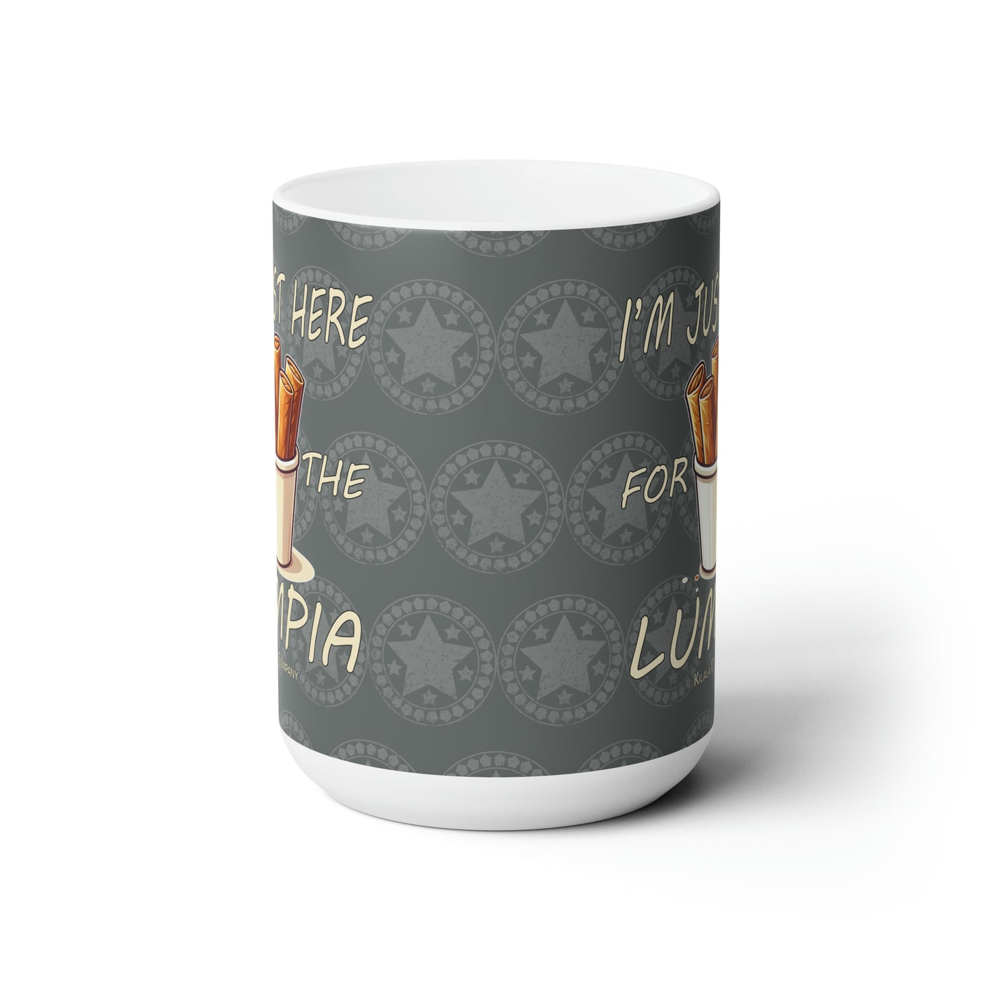 "I'm just here for the lumpia." Filipino Christmas Ceramic Mug 15oz