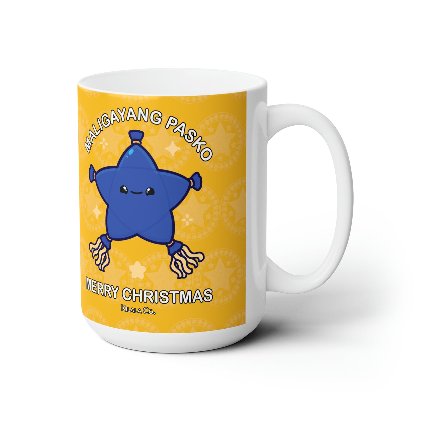 Maligayang Pasko Filipino Christmas Ceramic Mug (Blue Star) 15oz