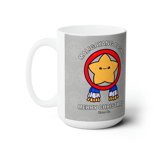 Maligayang Pasko Filipino Christmas Ceramic Mug (Yellow Star) 15oz