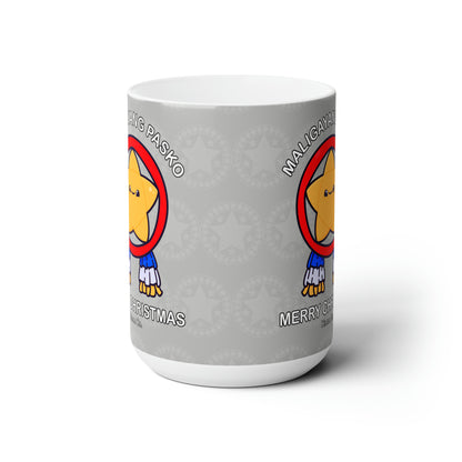 Maligayang Pasko Filipino Christmas Ceramic Mug (Yellow Star) 15oz