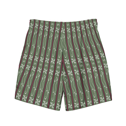 Binanniya Pattern Green Swim Trunks (Men's) - Limited Edition