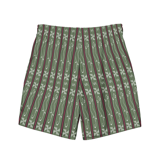 Binanniya Pattern Green Swim Trunks (Men's) - Limited Edition