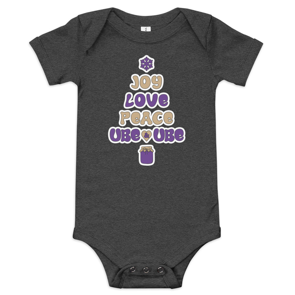 Freude, Liebe, Frieden und Ube Baby Onesie