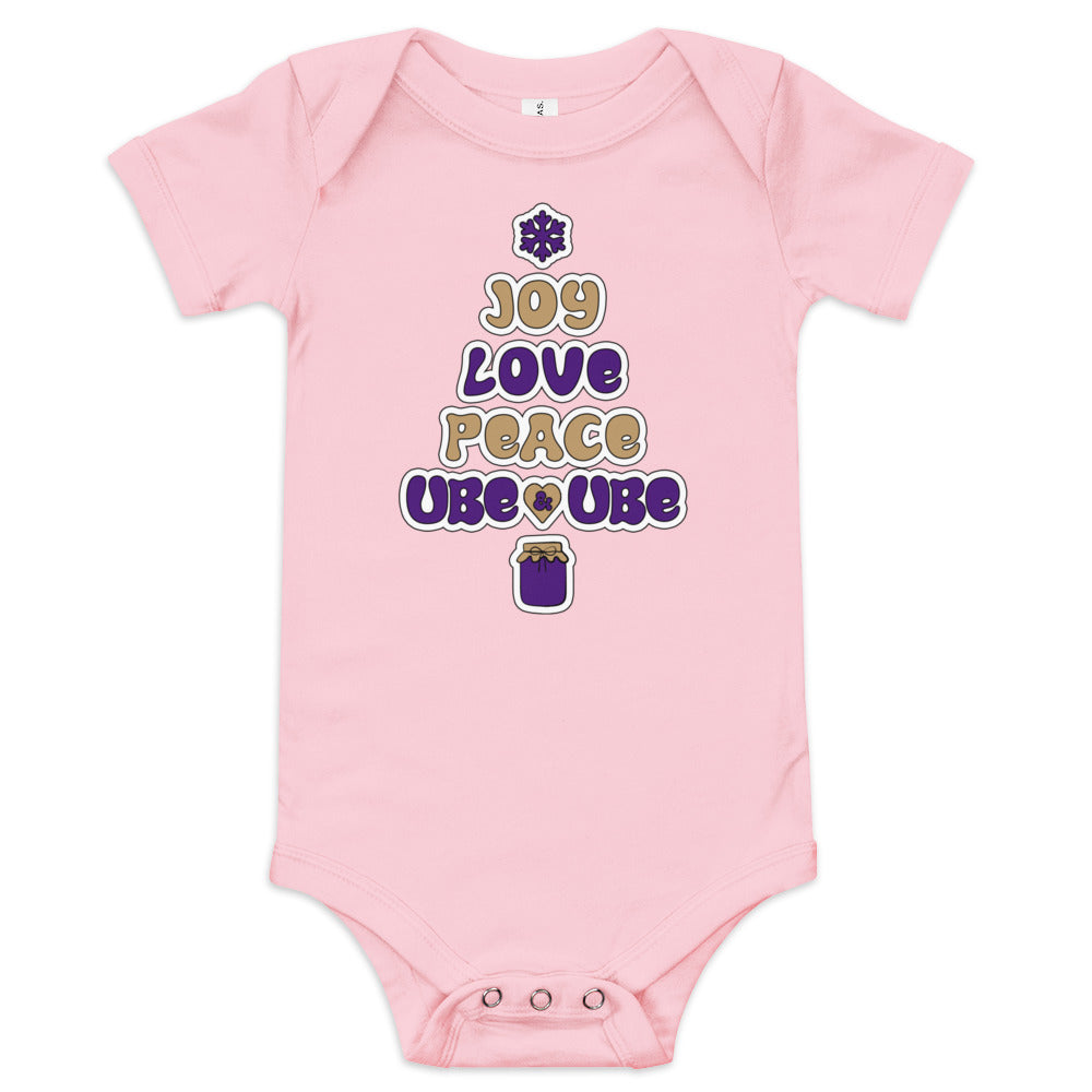 Freude, Liebe, Frieden und Ube Baby Onesie