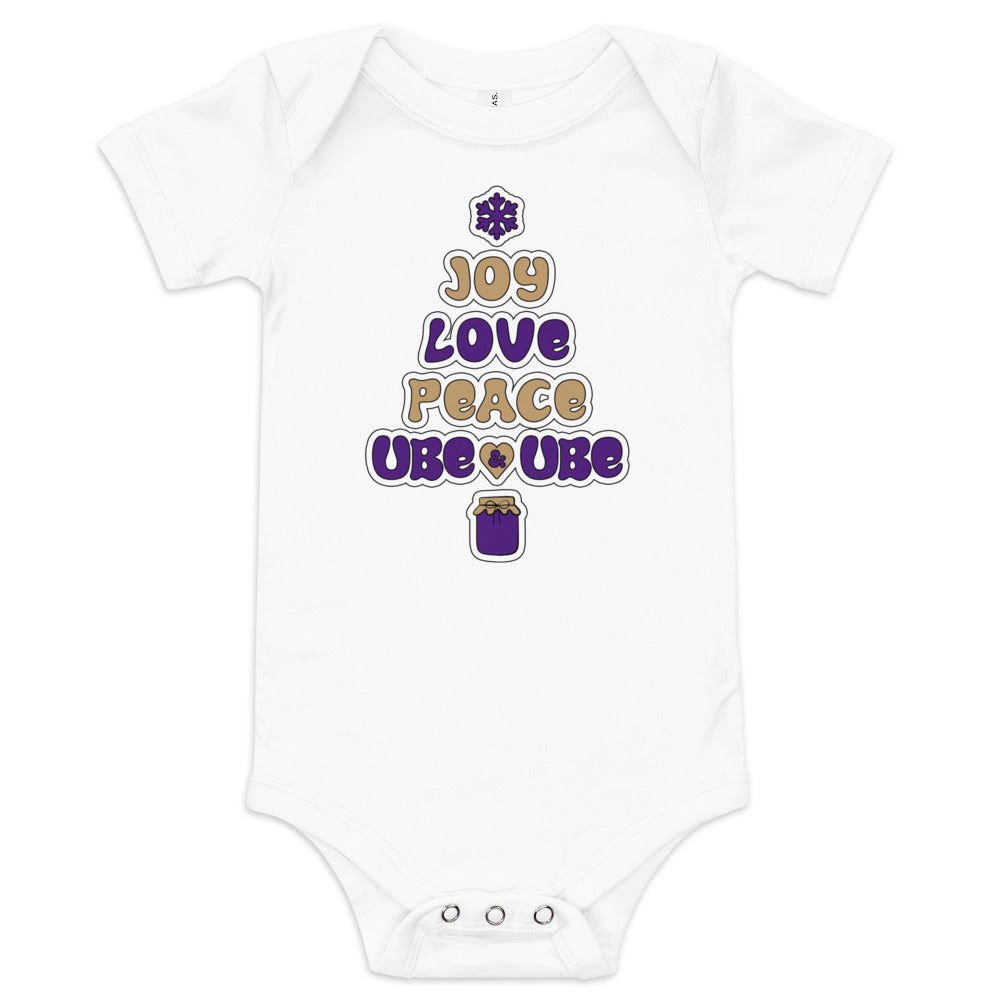 Freude, Liebe, Frieden und Ube Baby Onesie