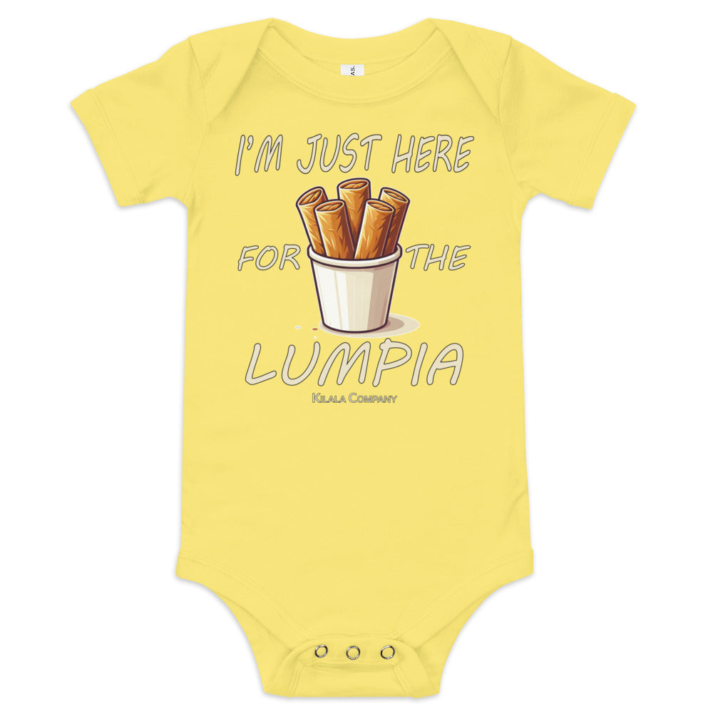 "Ich bin nur wegen der Lumpia hier." Baby-Strampler