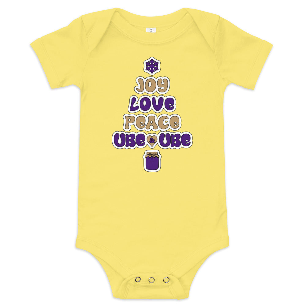 Freude, Liebe, Frieden und Ube Baby Onesie