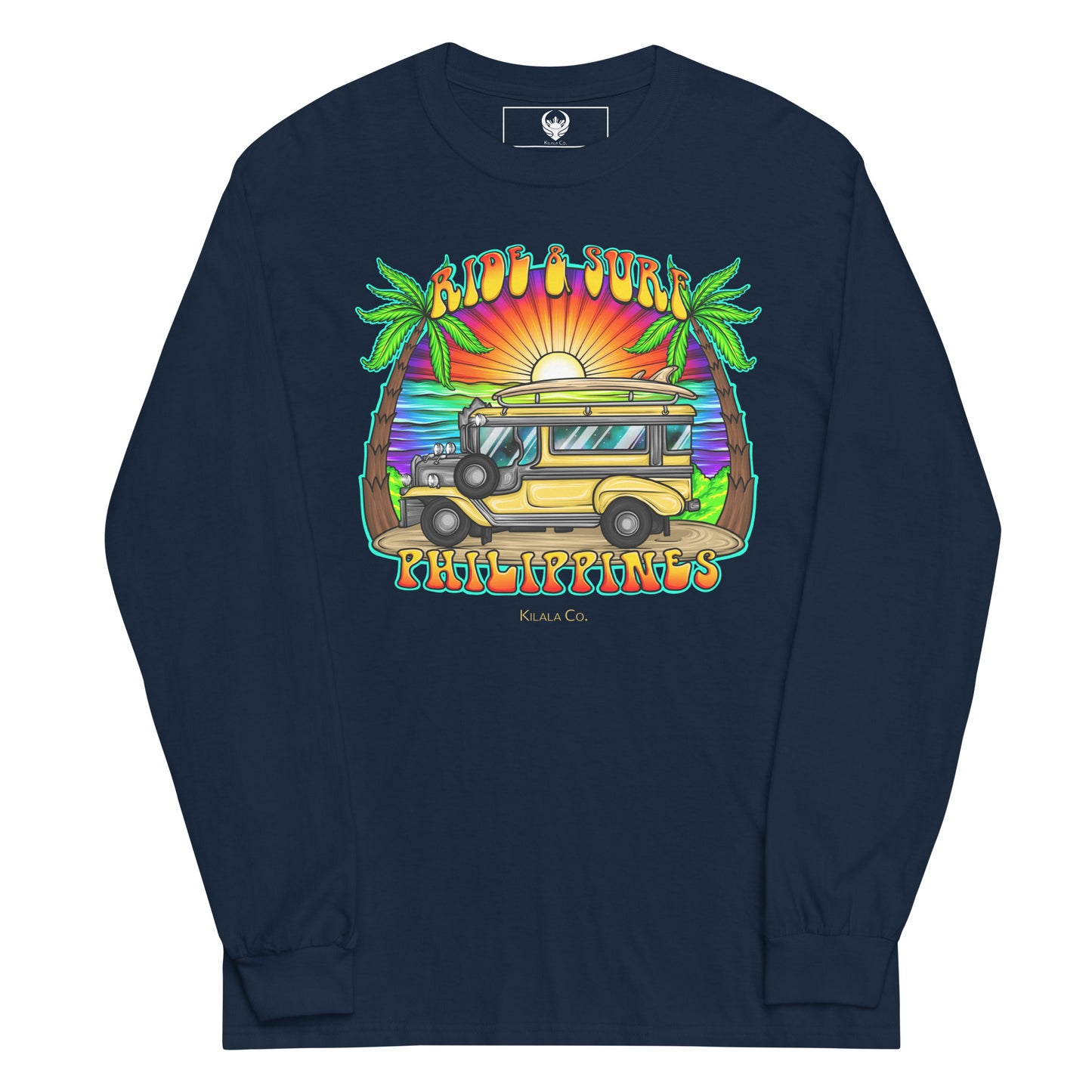 Ride &amp; Surf Philippines | Gold Jeepney - Langarmshirt für Herren