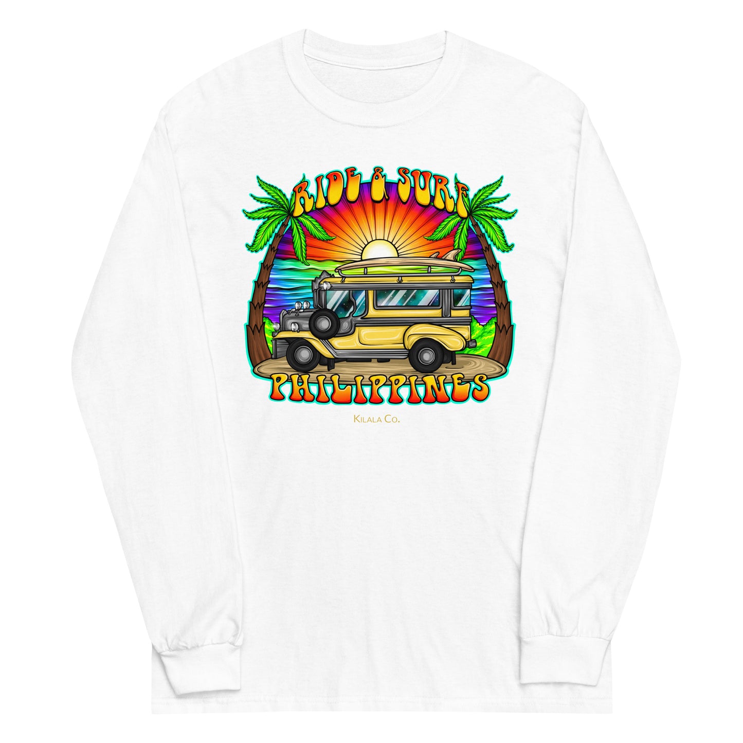 Ride &amp; Surf Philippines | Gold Jeepney - Langarmshirt für Herren