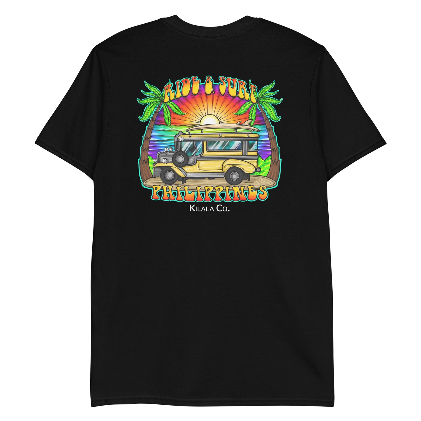 Ride &amp; Surf Philippinen – Goldener Jeepney – Kurzärmeliges Unisex-T-Shirt