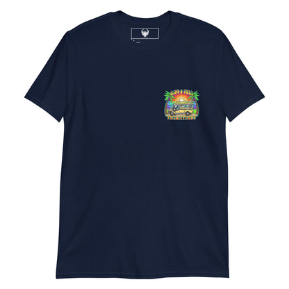 Ride &amp; Surf Philippinen – Goldener Jeepney – Kurzärmeliges Unisex-T-Shirt