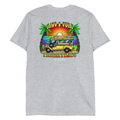 Ride &amp; Surf Philippinen – Goldener Jeepney – Kurzärmeliges Unisex-T-Shirt