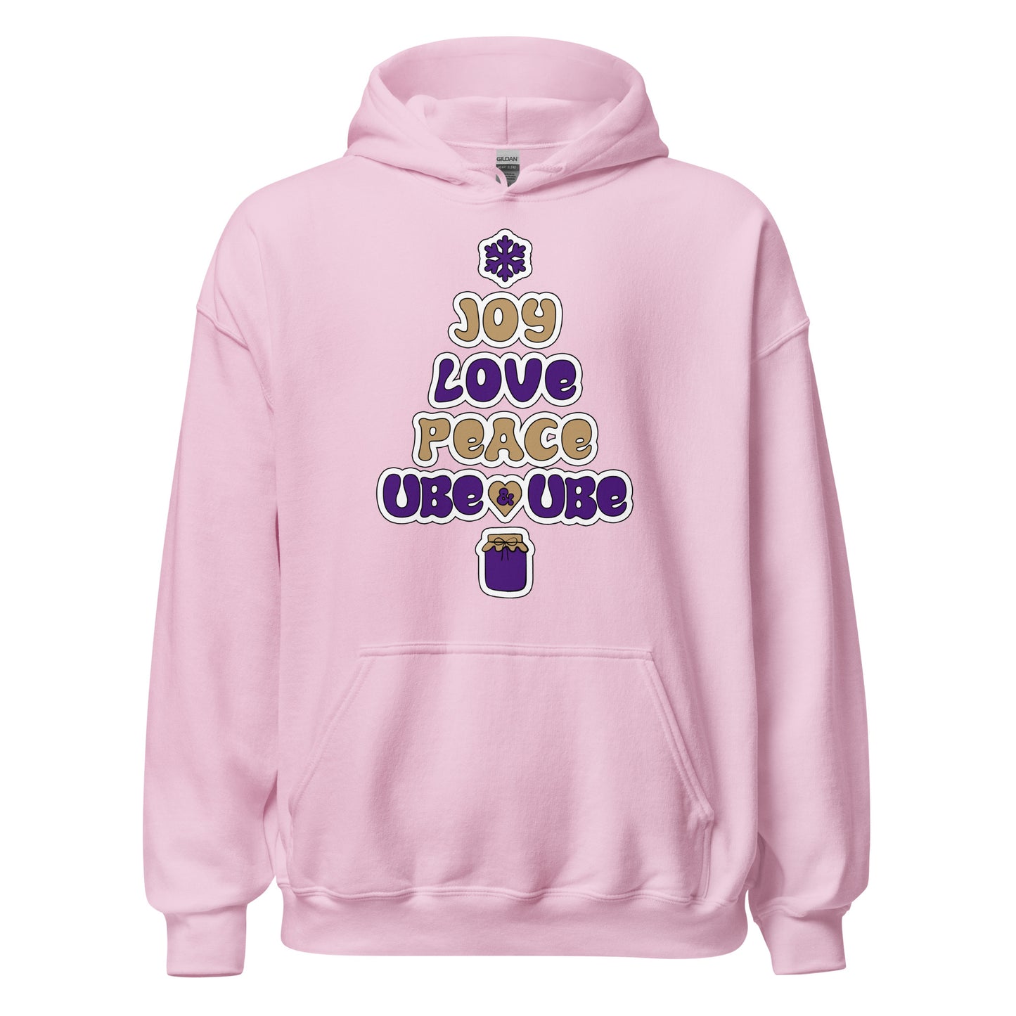 Kapuzenpullover „Joy, Love, Peace and Ube“ (Unisex)