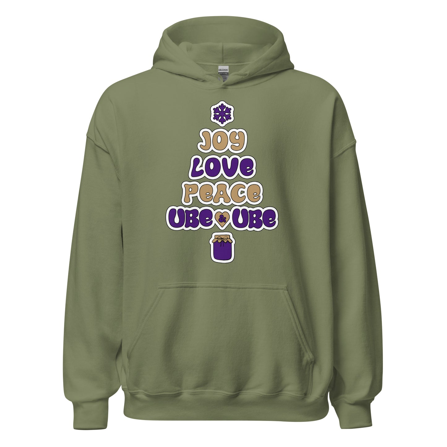 Kapuzenpullover „Joy, Love, Peace and Ube“ (Unisex)