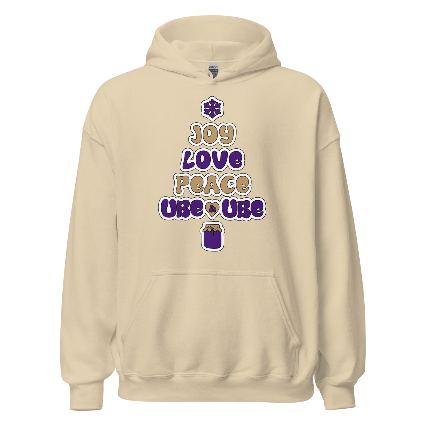 Kapuzenpullover „Joy, Love, Peace and Ube“ (Unisex)