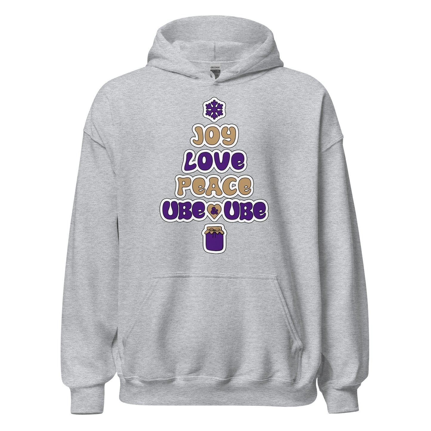 Kapuzenpullover „Joy, Love, Peace and Ube“ (Unisex)