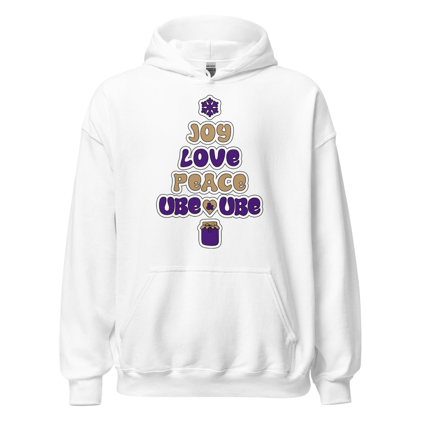 Kapuzenpullover „Joy, Love, Peace and Ube“ (Unisex)