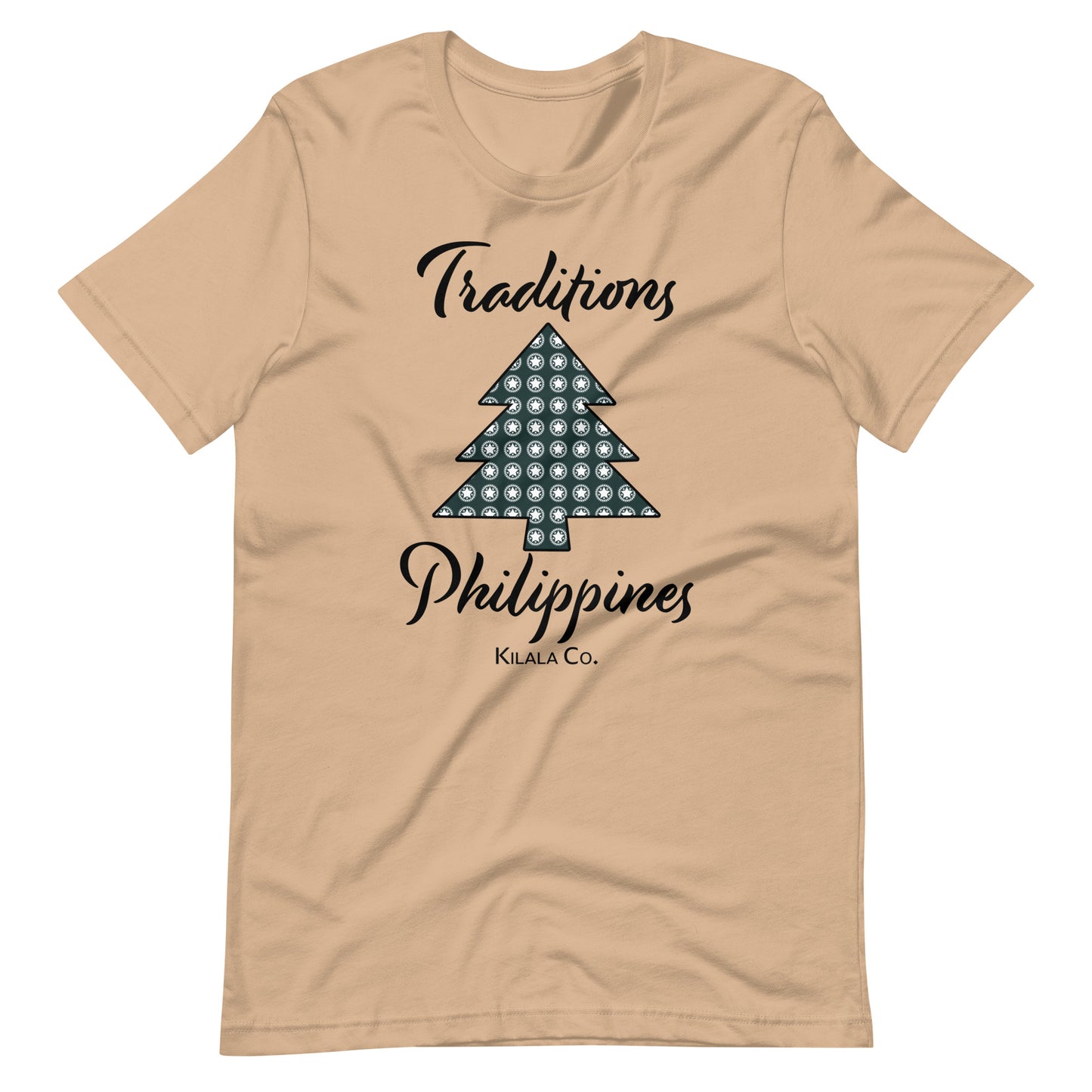 Weihnachtsbaum mit philippinischem Parul-Muster-Traditions-T-Shirt (Unisex)