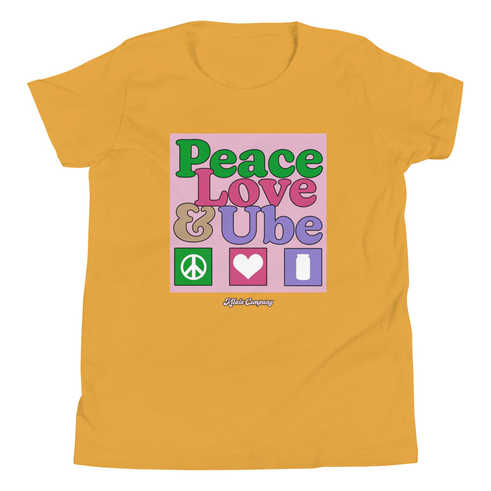 Peace, Love and Ube Youth Short Sleeve T-Shirt