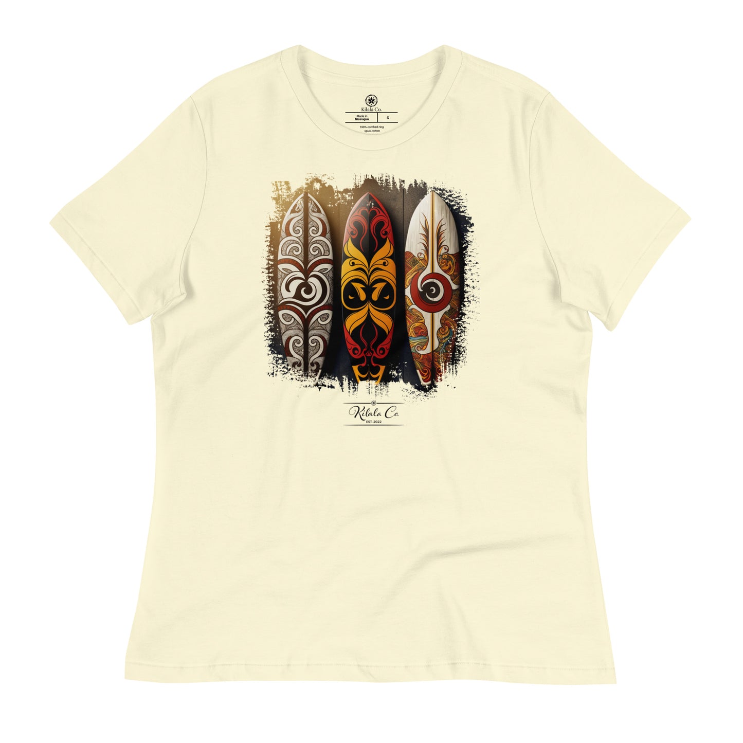 Tribal Philippine Pattern Surfboard - Women's Relaxed T-Shirt