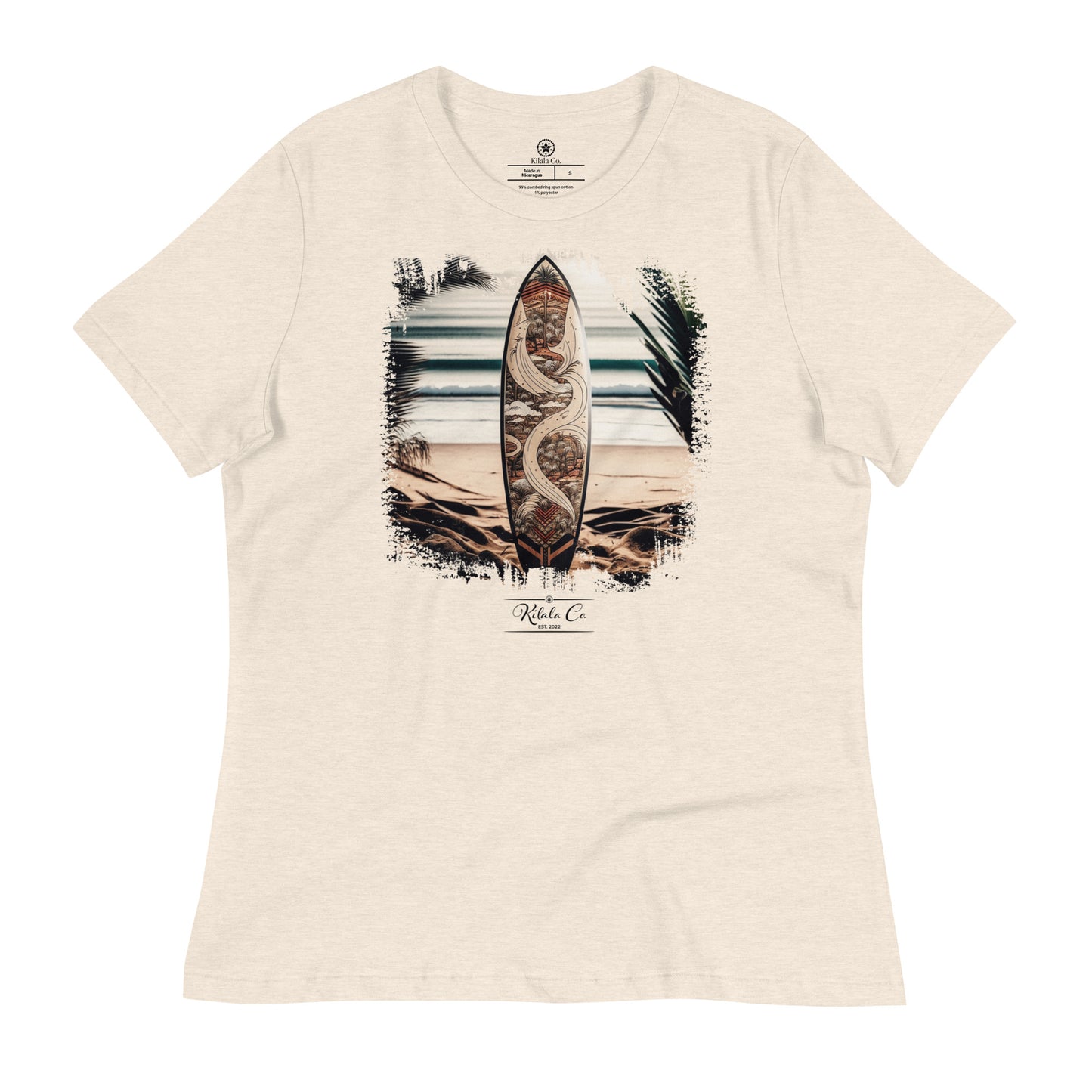 Tribal Philippine Pattern Surfboard - Women's Relaxed T-Shirt