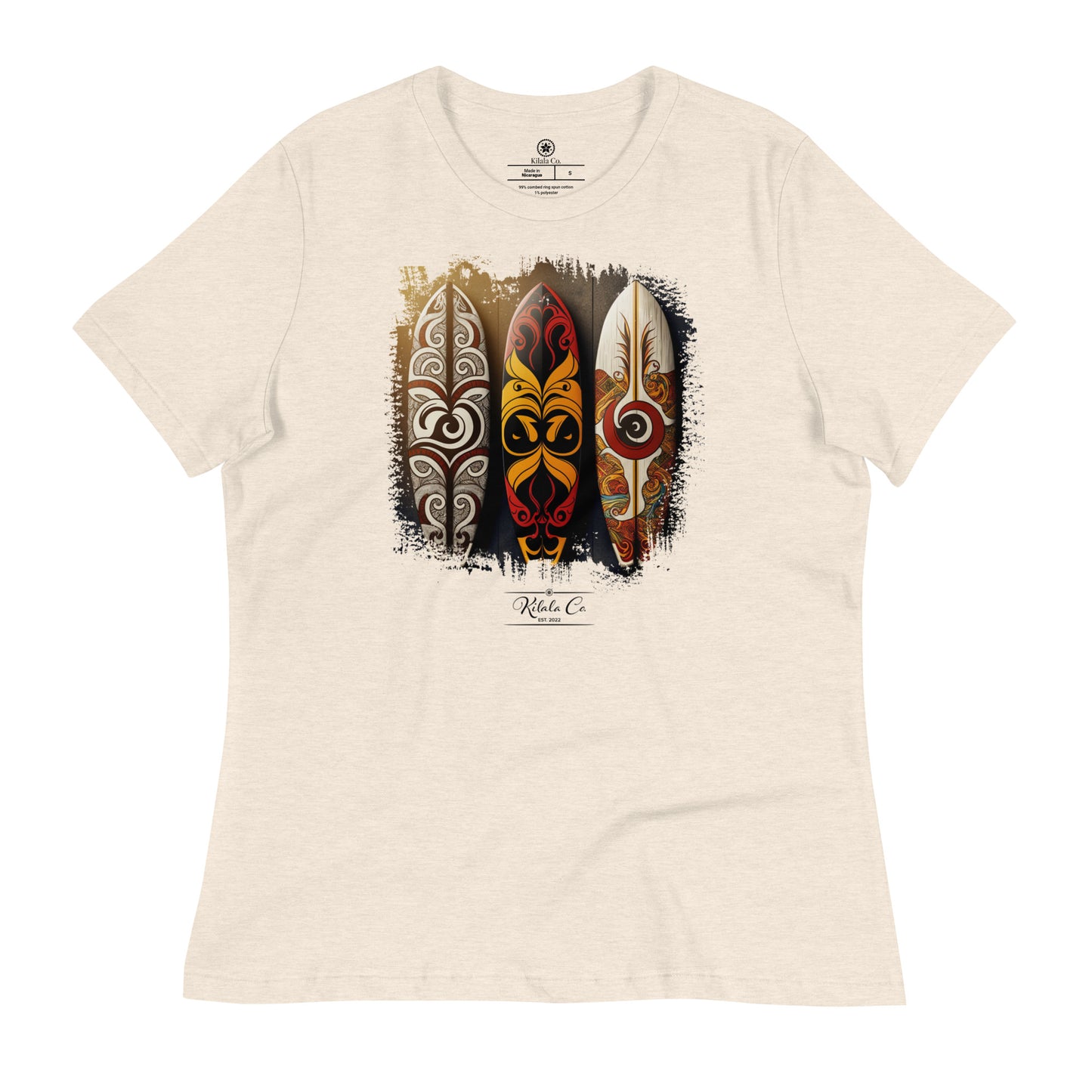 Tribal Philippine Pattern Surfboard - Women's Relaxed T-Shirt