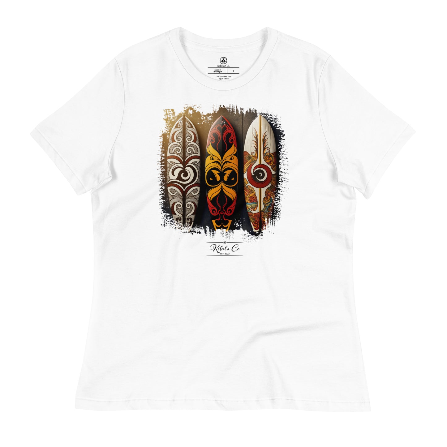 Tribal Philippine Pattern Surfboard - Women's Relaxed T-Shirt